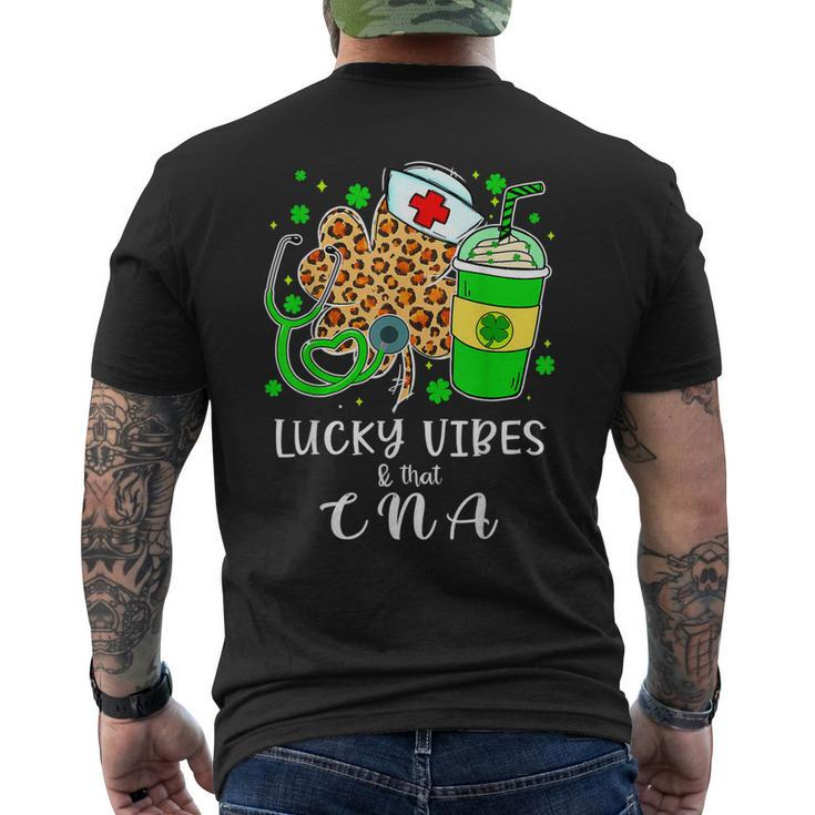 Lucky Vibes & Cna Life St Patricks Day Leopard Shamrock Men's T-shirt Back Print
