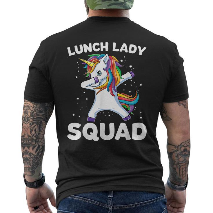 Lunch Lady Squad Dabbing Unicorn Lunch Ladies Men's Back Print T-shirt