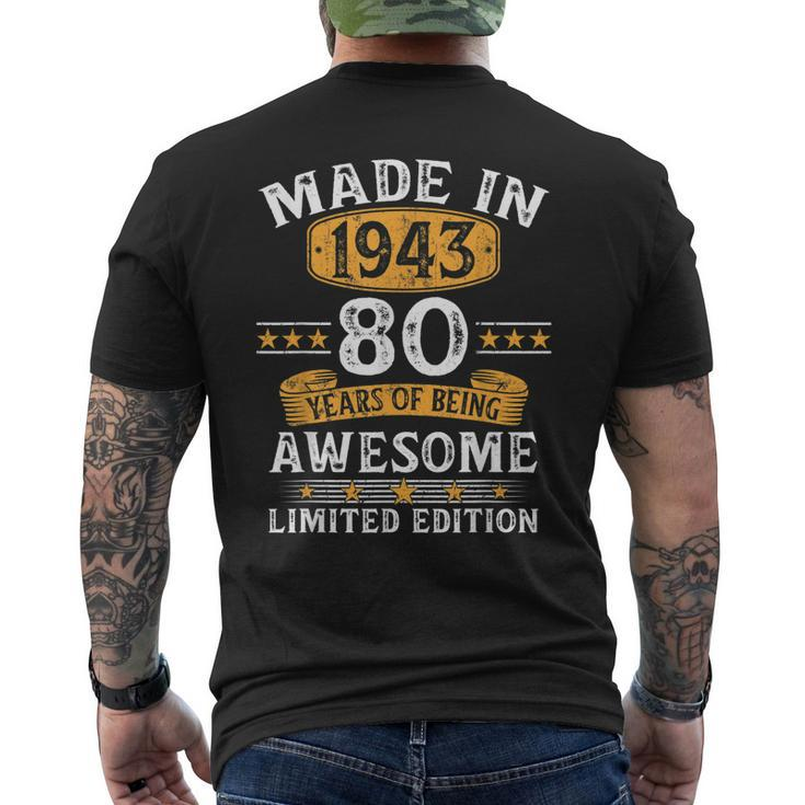 Made In 1943 80 Years Old 80Th Birthday For Men Men's Back Print T-shirt