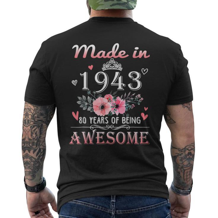 Made In 1943 Floral 80 Year Old 80Th Birthday Women Men's Back Print T-shirt