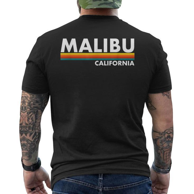 Malibu - California - Retro Stripes - Classic Men's Back Print T-shirt