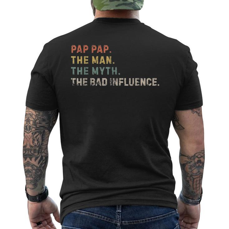 Mens The Man The Myth Bad Influence Pap Pap Xmas Fathers Day Men's T-shirt Back Print