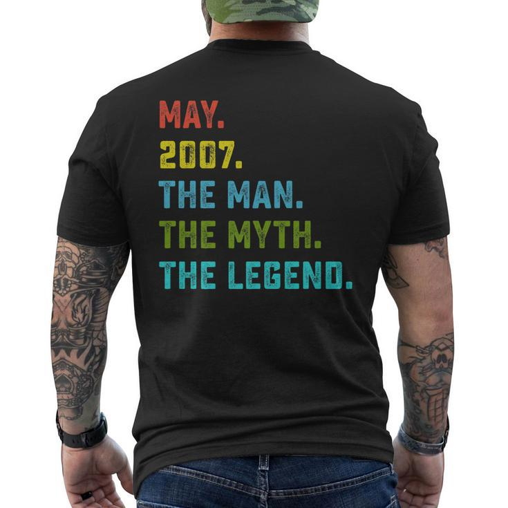 Mens Man Myth Legend May 2007 16Th Birthday 16 Years Old Men's Back Print T-shirt