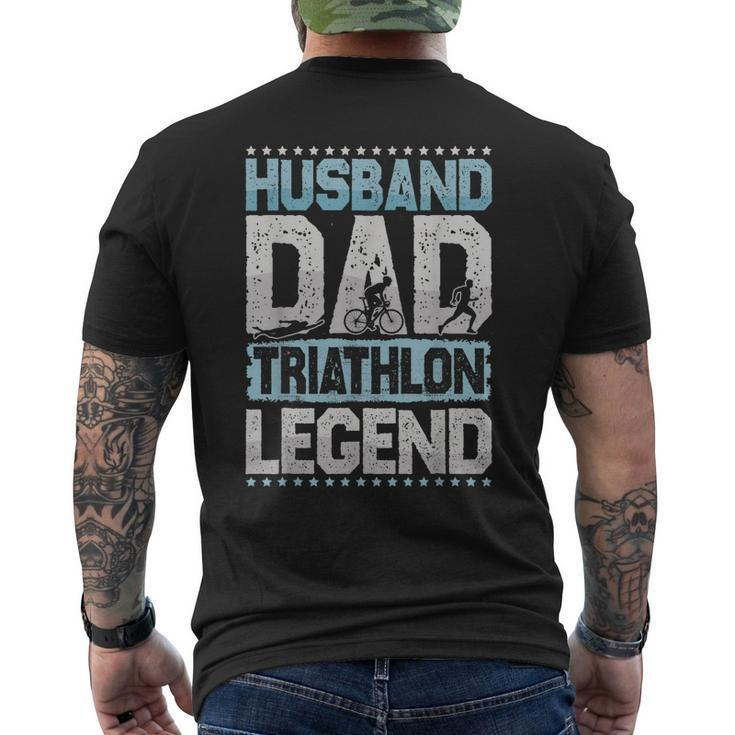 Marathon Husband Dad Triathlon Legend Triathlon Mens Men's Back Print T-shirt