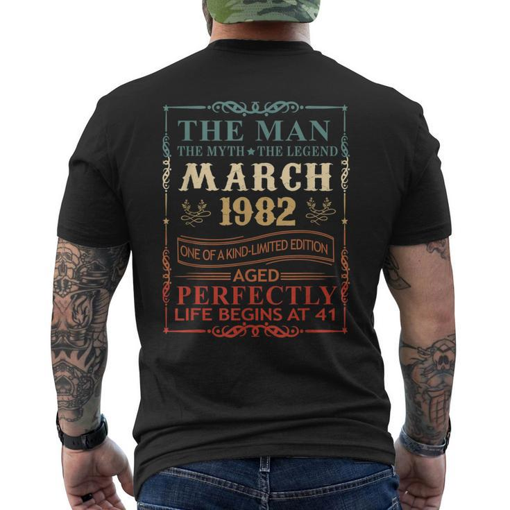 March 1982 The Man Myth Legend 41 Year Old Birthday Gifts Mens Back Print T-shirt