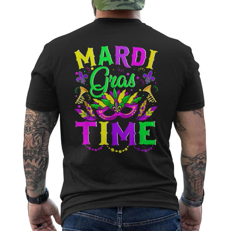 Mardi Gras Time Feathered Krewes Mask Mardi Gras 2023 Men's T-shirt Back Print