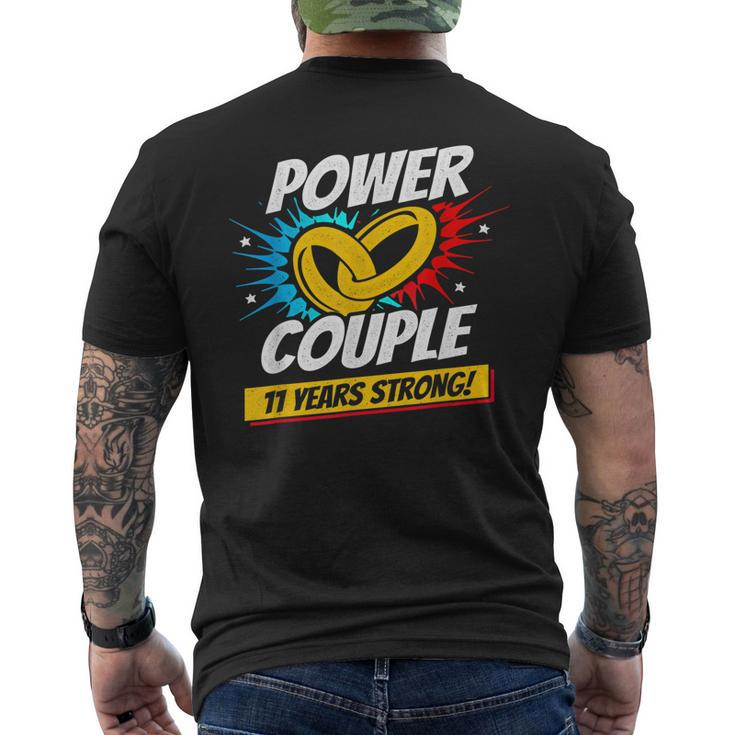 Married 11 Years - Power Couple - 11Th Wedding Anniversary Men's Back Print T-shirt