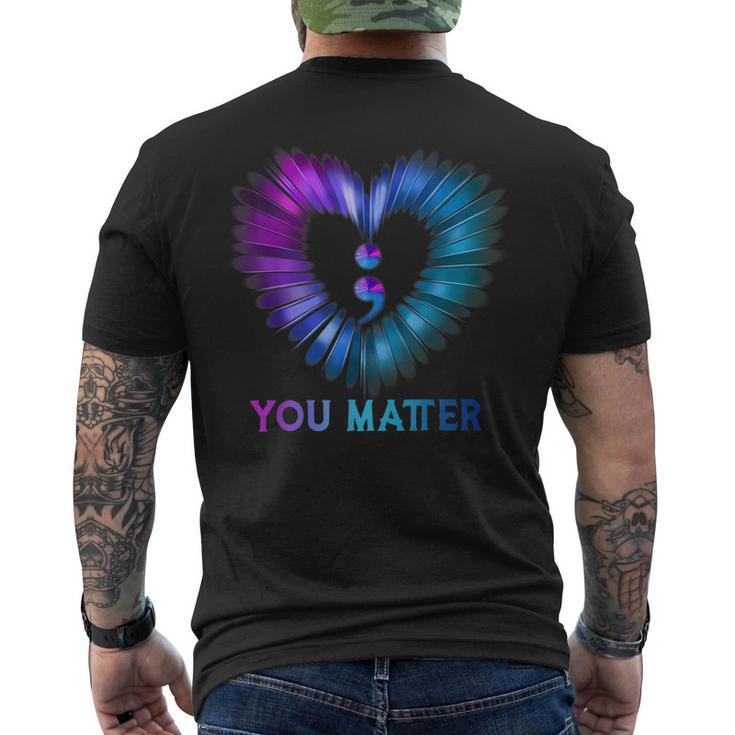 You Matter Dont Let Your Story End Semicolon Heart Men's Back Print T-shirt