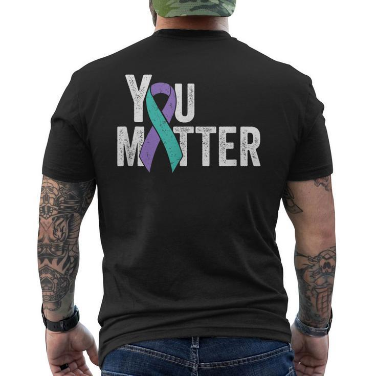You Matter - Suicide Prevention Teal Purple Awareness Ribbon Men's Back Print T-shirt