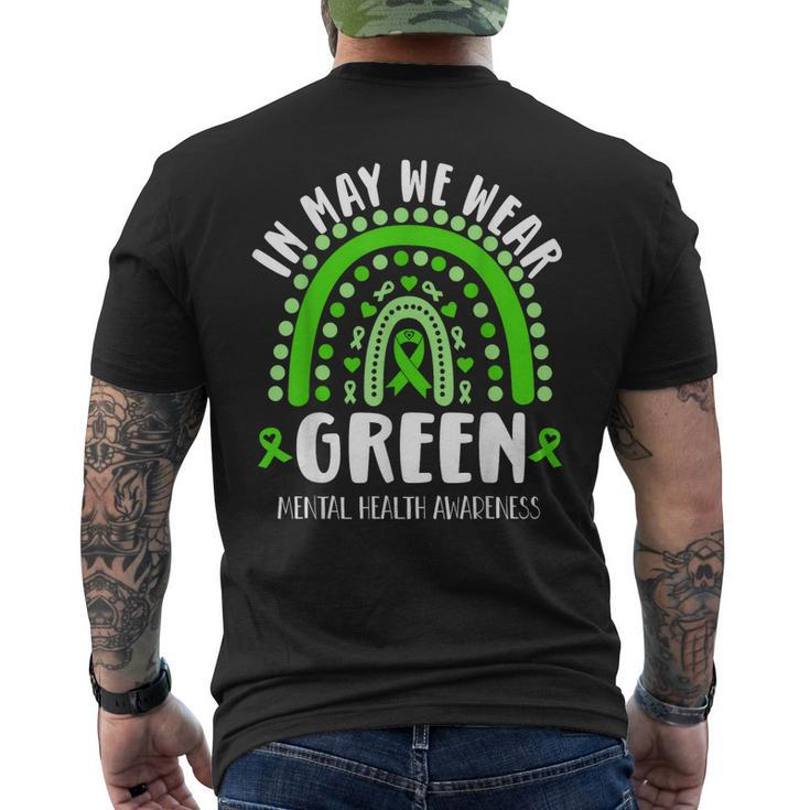 In May We Wear Green Mental Health Awareness Men's Back Print T-shirt
