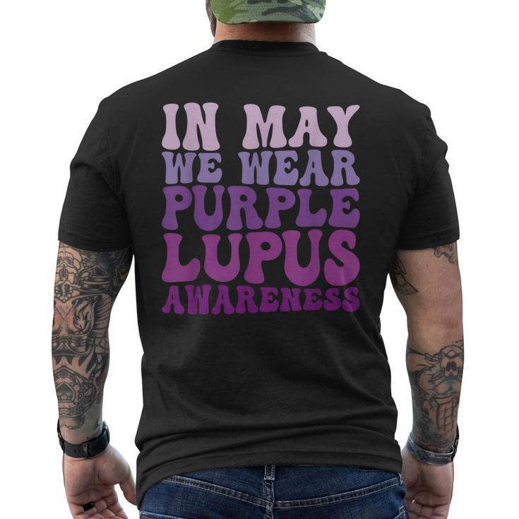 In May We Wear Purple Lupus Awareness Month Groovy Men's Back Print T-shirt