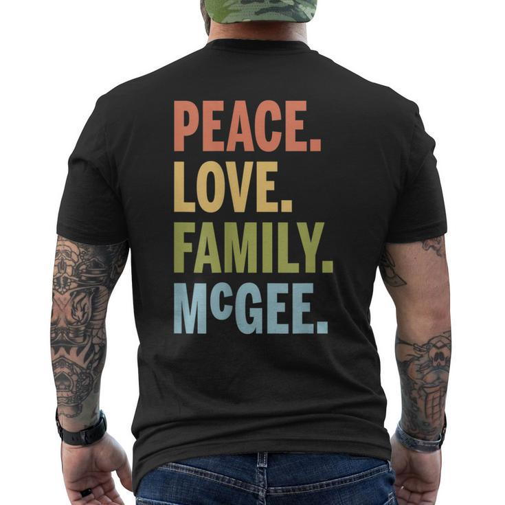 Mcgee Last Name Peace Love Family Matching Mens Back Print T-shirt