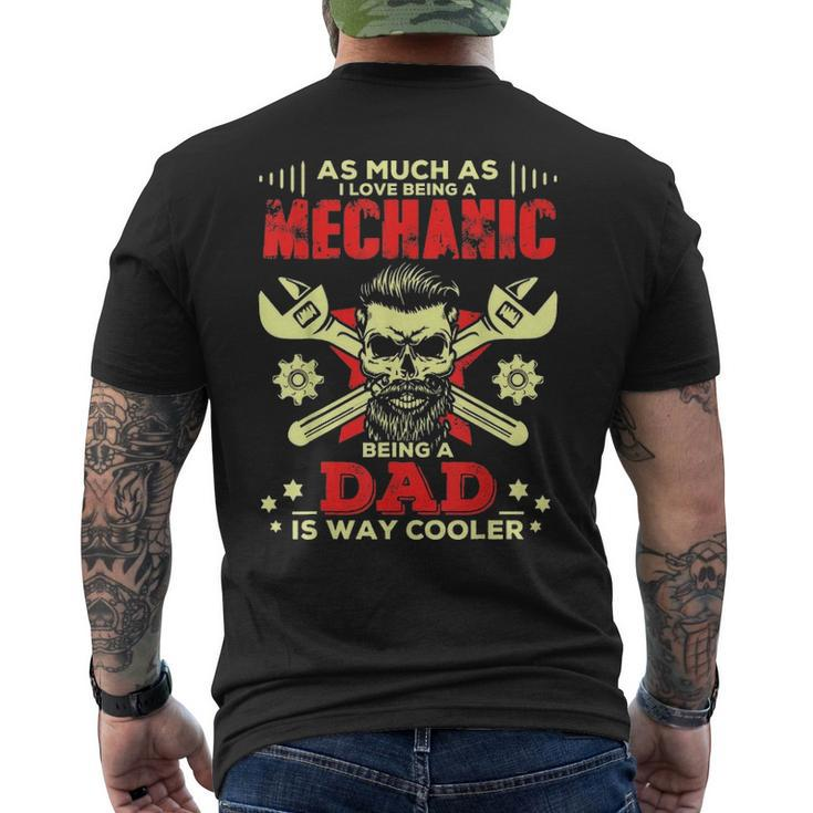 Mens Mechanic Dad Father Day Skull Graphic Men's T-shirt Back Print