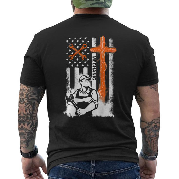 Mechanic Flag On Back Mens Back Print T-shirt
