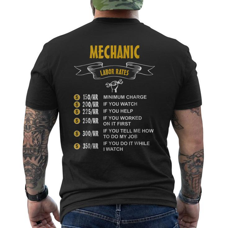 Mechanic Hourly Rates T Mens Back Print T-shirt