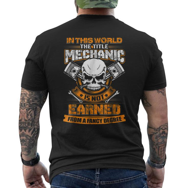 Mechanic Mechanic Job Skull Graphic Men's Back Print T-shirt