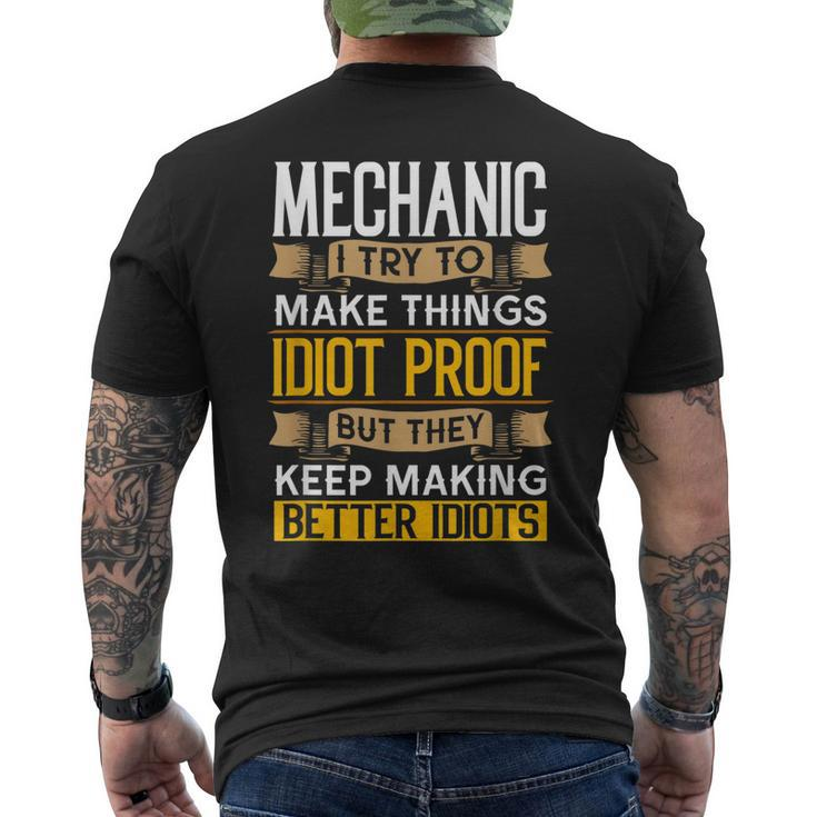 Mechanic Sarcastic Graphic Funny Repair Shop Mens Back Print T-shirt