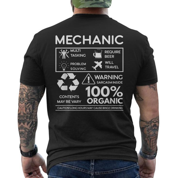 Mechanic T  Multi Tasking Require Beer Will Travel Mens Back Print T-shirt