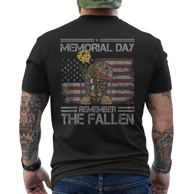 Memorial Day Remember The Fallen Military Usa Flag Vintage Mens Back Print T-shirt