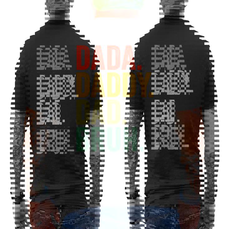 Men Dada Daddy Dad Bruh Fathers Day Vintage Funny Father Mens Back Print T-shirt