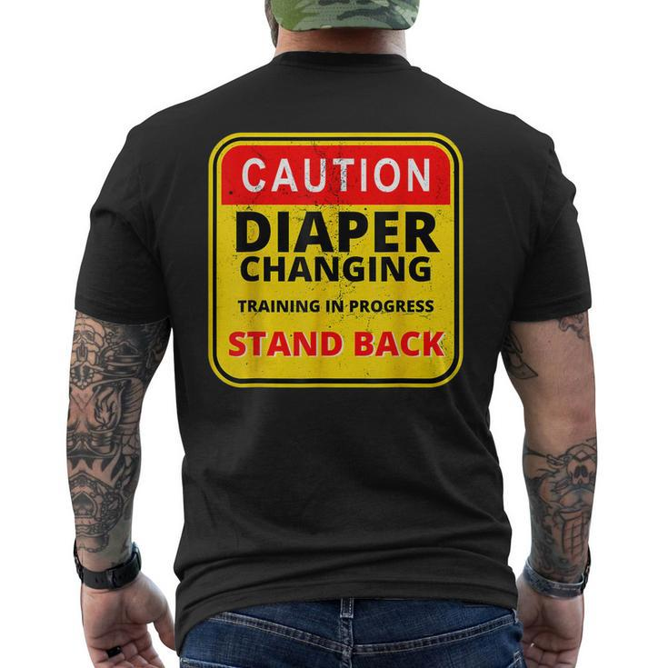 Mens Daddy Diaper Kit New Dad Survival Dads Baby Changing Outfit  Men's Crewneck Short Sleeve Back Print T-shirt