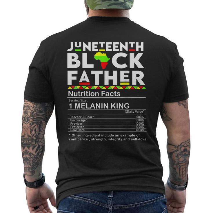 Mens Junenth Black Father Nutrition Facts Fathers Day Gift For Mens Mens Back Print T-shirt