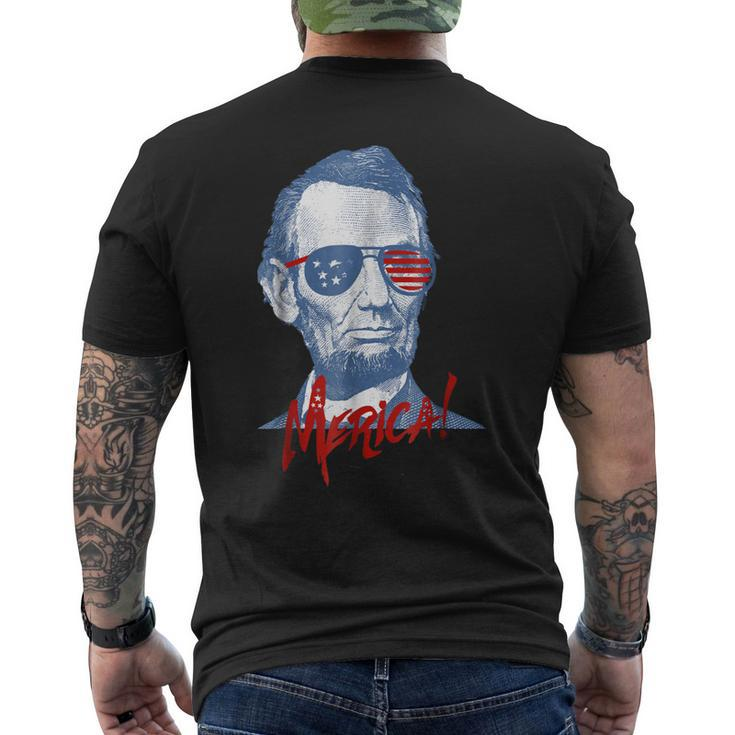 Merica Lincoln Shirt 4Th July Veterans Or Memorial Day Men's Back Print T-shirt