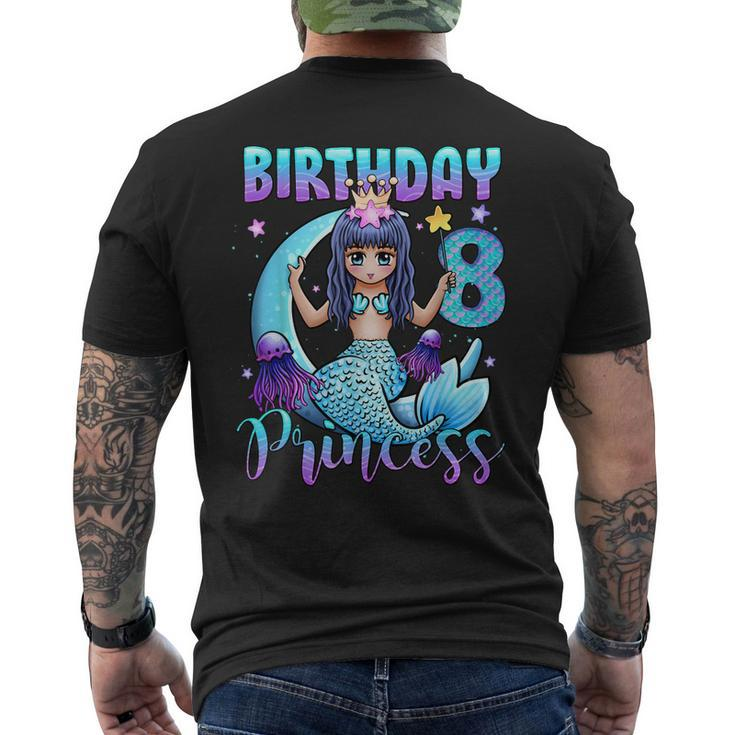Mermaid Birthday Girl 8 Years Old Mermaid 8Th Birthday Girls Men's Back Print T-shirt