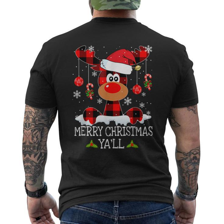 Merry Christmas Yall Cute Reindeer Men's Crewneck Short Sleeve Back Print T-shirt