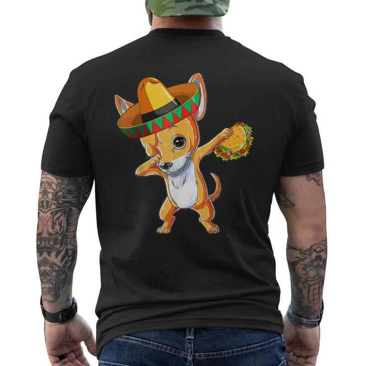 Mexican Chihuahua Dog Dabbing Sombrero Taco Cinco De Mayo Men's Back Print T-shirt