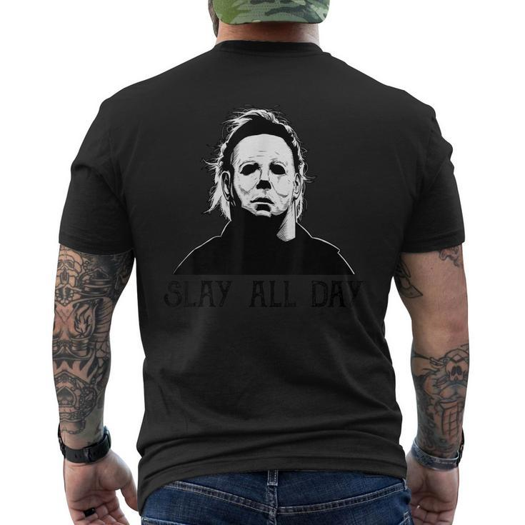 Michael-Myers-Slay-All-Day-Halloween Horror Graphic Men's Back Print T-shirt