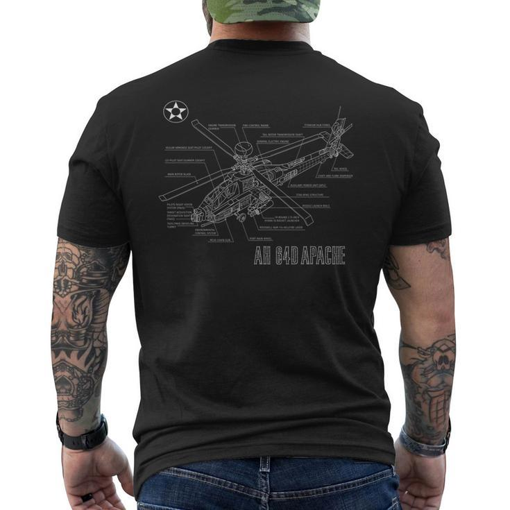 Military Aircraft Ah-64 Apache Longbow Army Helicopter Men's T-shirt Back Print