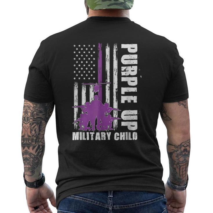 Military Child Month Us Flag Purple Up Military Kids Mens Back Print T-shirt