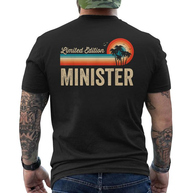 Minister Funny Birthday  Retro Vintage Men Women Dad Mens Back Print T-shirt