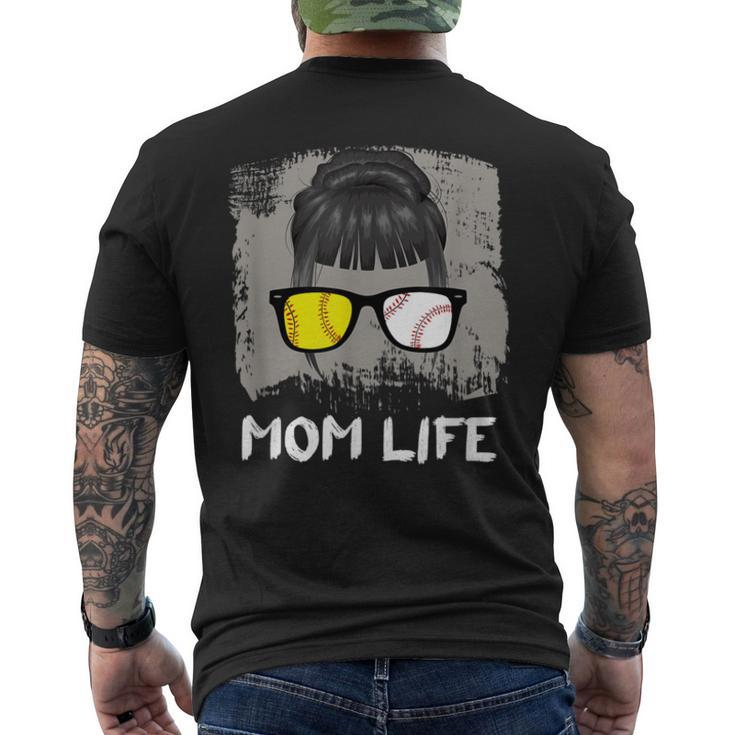 Mom Life Sport Mother Sunglasses Softball Baseball T Men's Back Print T-shirt