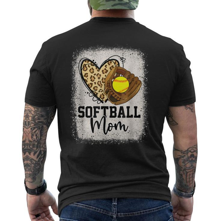 Mom Softball Leopard Softball Game Day Vibes Men's Back Print T-shirt
