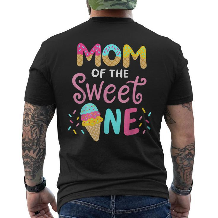 Mom Of Sweet One Birthday Matching Family Ice Cream Men's Back Print T-shirt