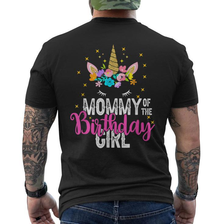 Mommy Of The Birthday Girl Father Unicorn Birthday Men's Back Print T-shirt