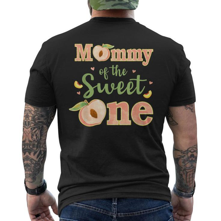 Mommy Of The Sweet One 1St Birthday Matching Family Peach Men's Back Print T-shirt