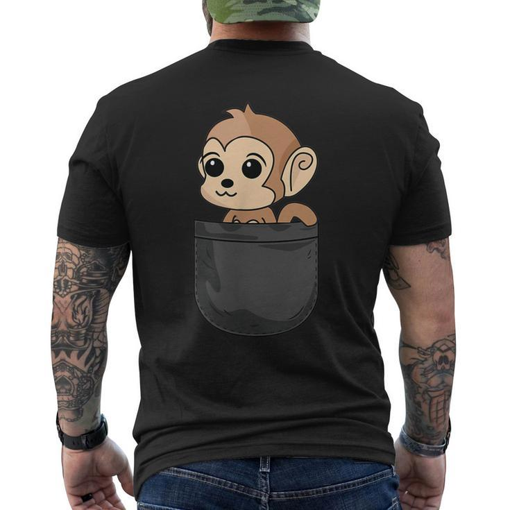 Monkey In Pocket Animal Lover Men's Back Print T-shirt