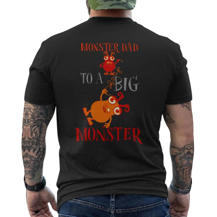 Monster Dad To A Big Monster Halloween Single Dad S Men's Back Print T-shirt