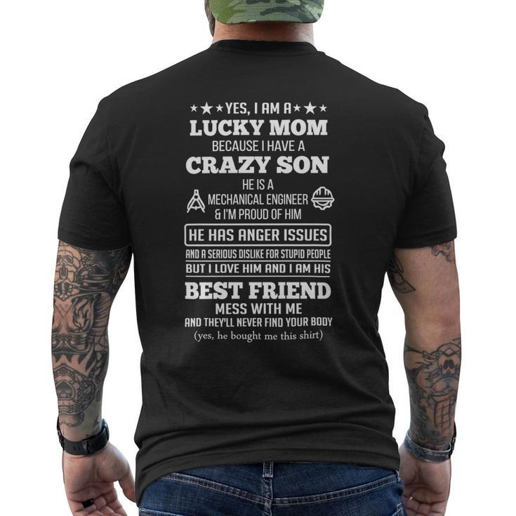 Mother Grandma Yes I Am A Lucky Mom Because I Have A Carzy Son 182 Mom Grandmother Men's Crewneck Short Sleeve Back Print T-shirt