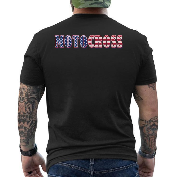 Motocross American Flag - Motocross Men's Back Print T-shirt
