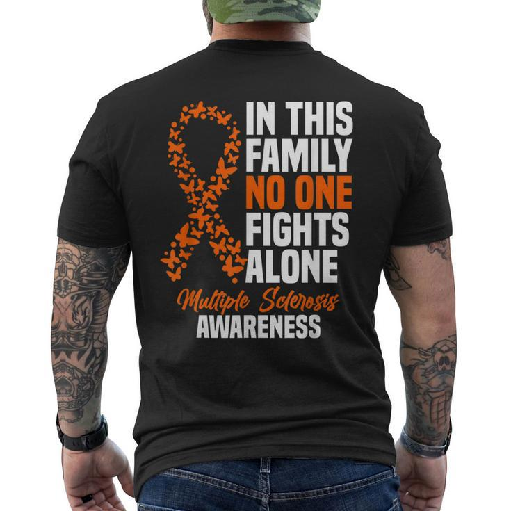 Ms Multiple Sclerosis Awareness Orange Ribbon Men's Back Print T-shirt