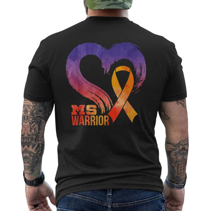 Ms Warrior Heart Multiple Sclerosis Awareness Month Men's Back Print T-shirt