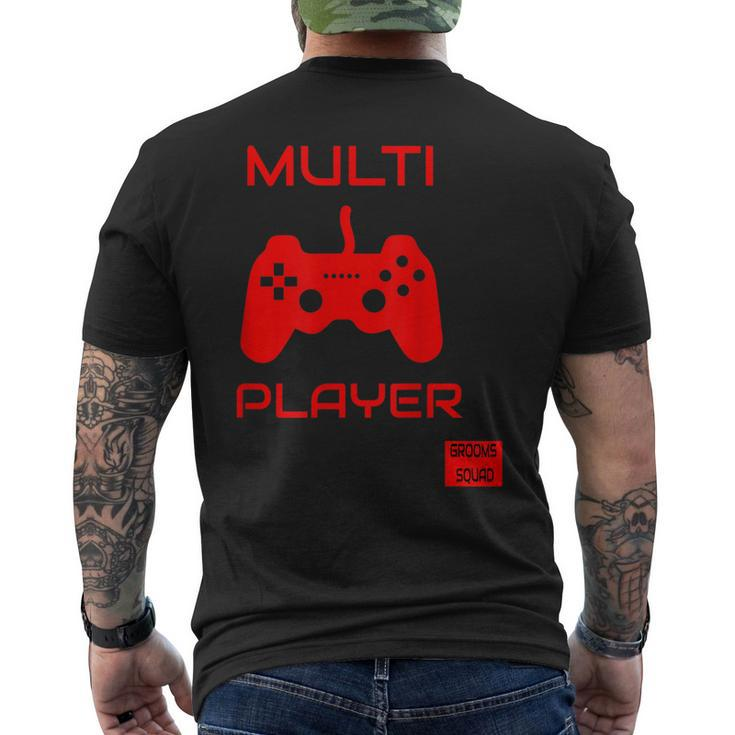 Multi Player Grooms Squad Bachelor Party Retro Men's Back Print T-shirt