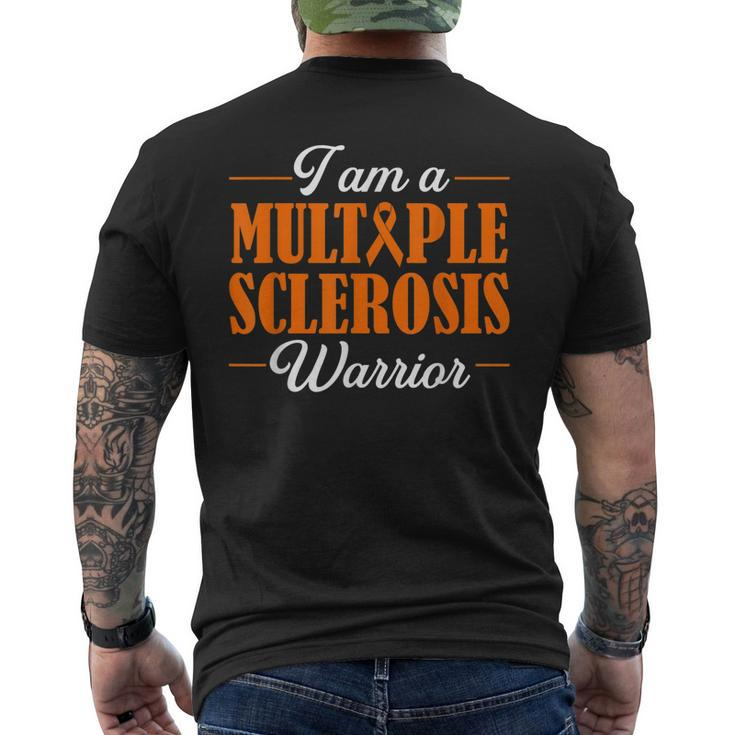 Multiple Sclerosis Warrior Autoimmune Disease Orange Ribbon Men's Back Print T-shirt