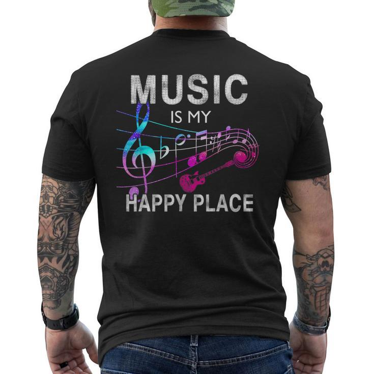 Music Is My Happy Place Inspiring Music Novelty Men's Back Print T-shirt