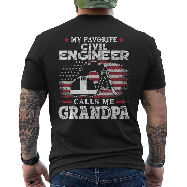 My Favorite Civil Engineer Calls Me Grandpa Usa Flag Father Gift For Mens Mens Back Print T-shirt