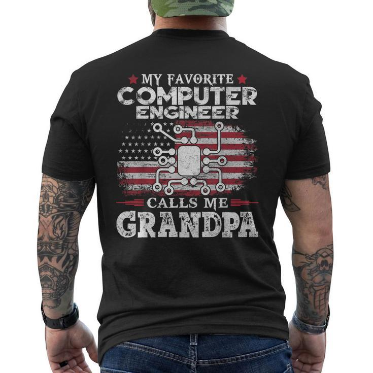 My Favorite Computer Engineer Calls Me Grandpa Usa Flag Papa Gift For Mens Mens Back Print T-shirt